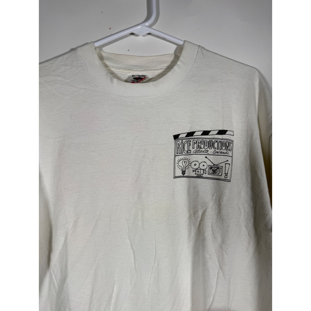 Vintage Fruit of the Loom Rice Productions Graphic T-Shirt XL White Made in USA